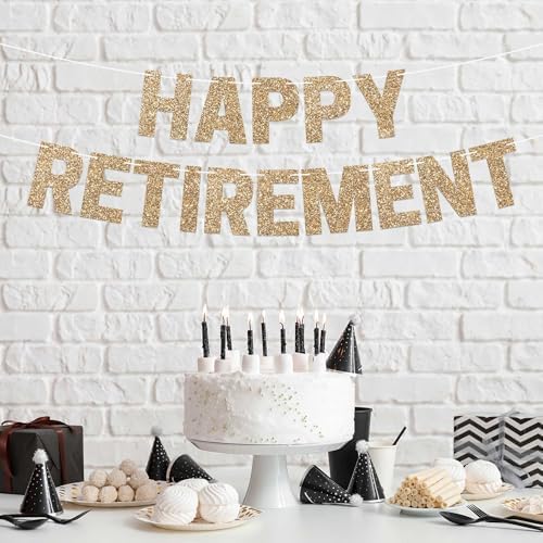 Pre-Strung Happy Retirement Banner with Gold Glitter