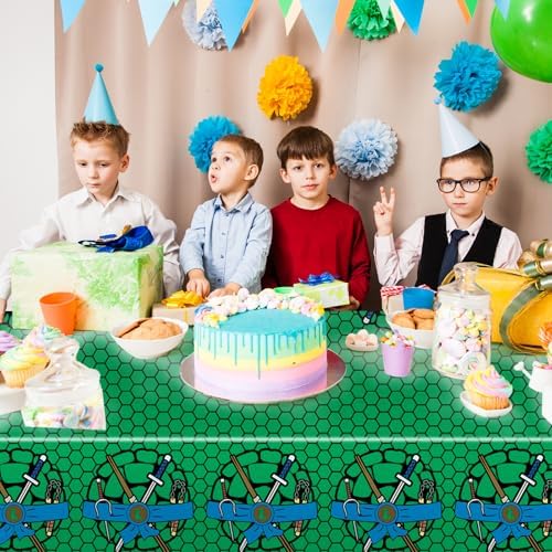 3pcs Turtle Theme Premium Plastic Tablecloth for Kids Birthday Party