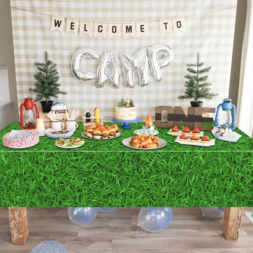 4 Pcs Green Grass Tablecloths for Golf Party Decorations