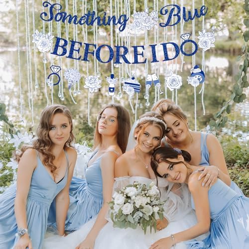 Something Blue Bridal Shower Decorations 3 Pcs Pre-Strung