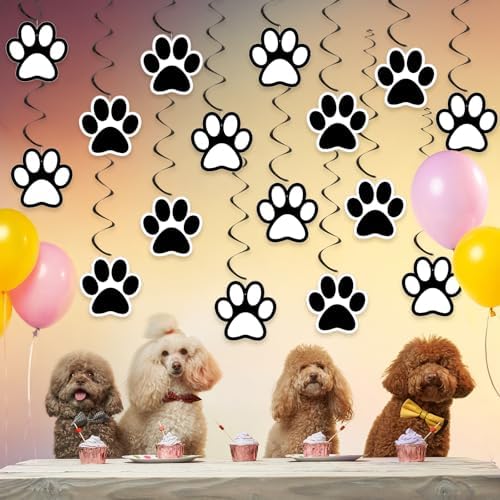 24 Pcs Dog Paw Print Party Hanging Streamers