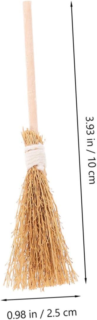 PRETYZOOM 12Pcs Mini Witch Brooms Natural Straw Decor