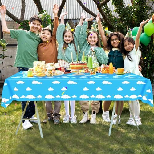Blue Sky White Clouds Party Tablecloth 54x108 Inch