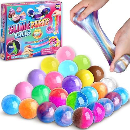 FunKidz 25 Variety Slime Balls for Kids Party Favors