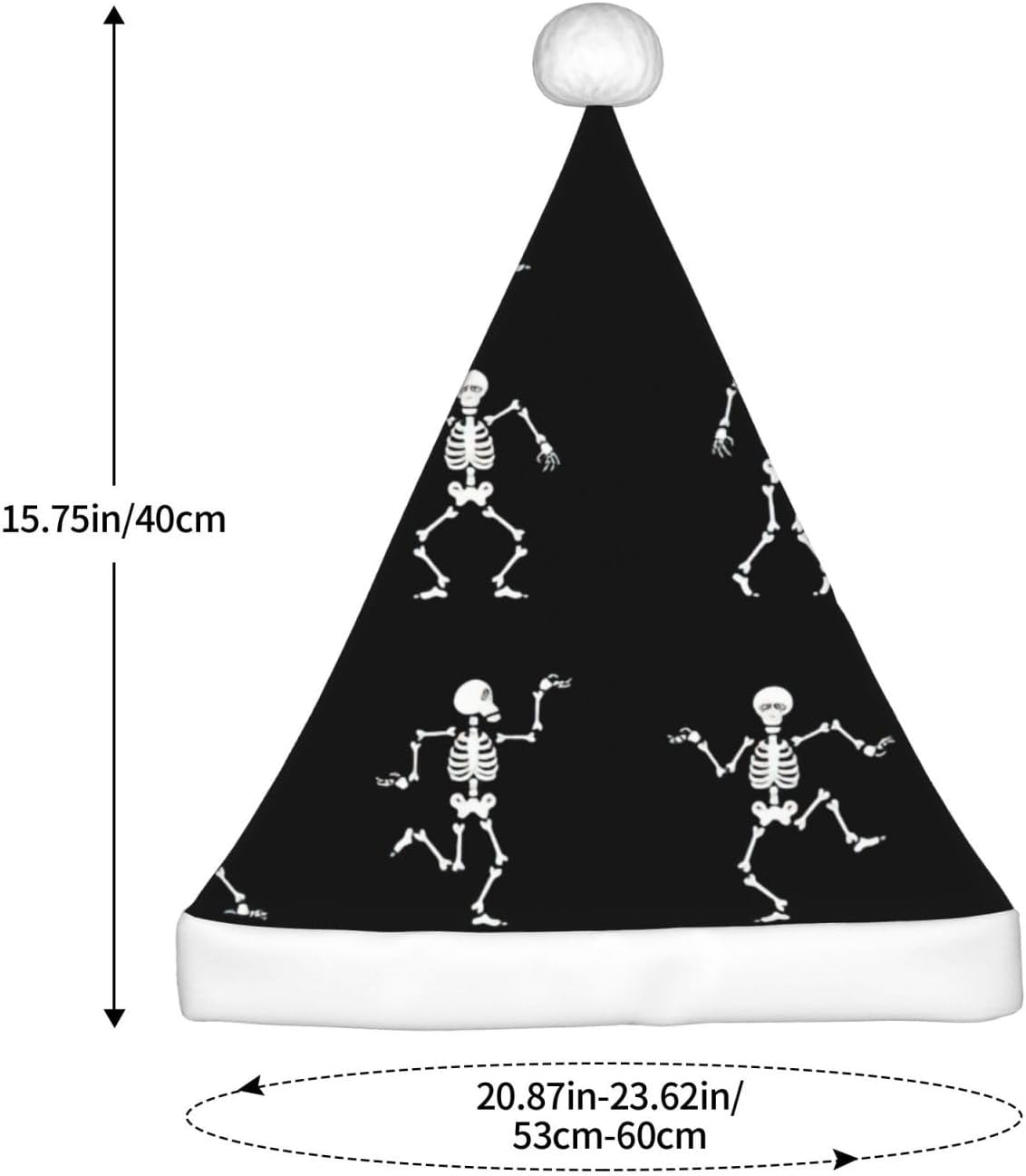 QINZHENG Skeleton Print Santa Hat for Women