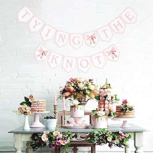 Tying The Knot Pink Bow Banner - Bridal Shower Decor