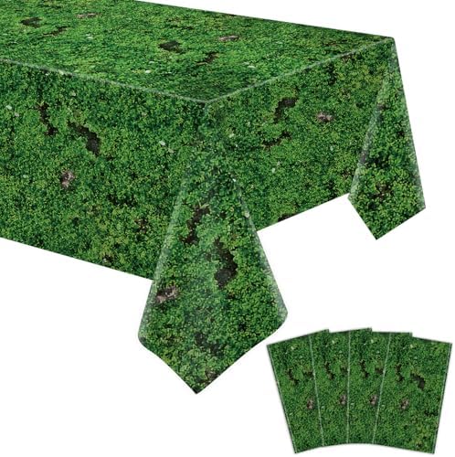 4 Pcs Green Moss Plastic Tablecloth Set