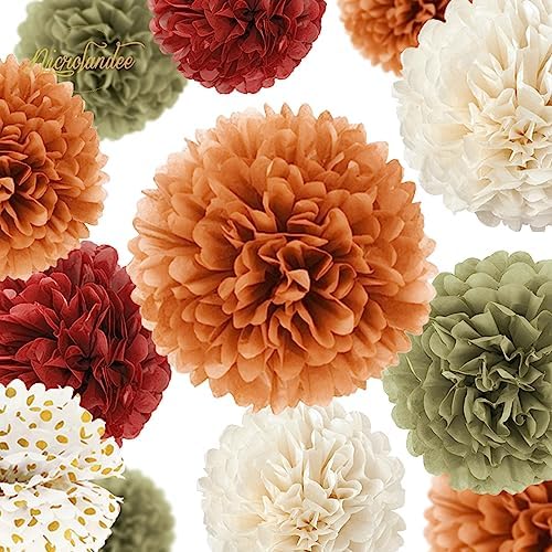 NICROLANDEE Fall Tissue Pom Poms Decorations 12 PCS