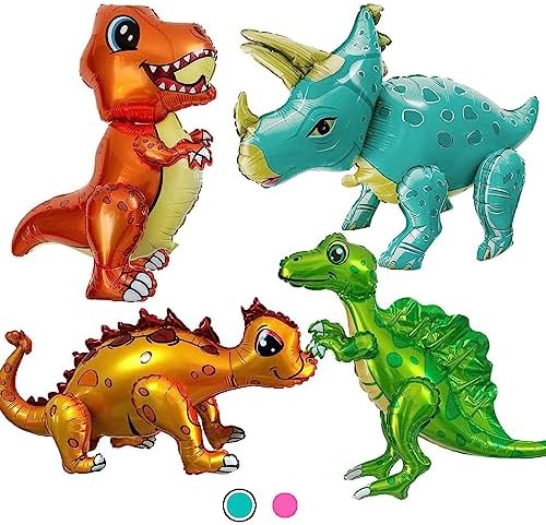 Giant 3D Dinosaur Balloons for Birthday Decorations 4 Pack