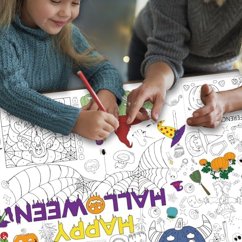 Raissily Halloween Giant Coloring Poster Tablecloth