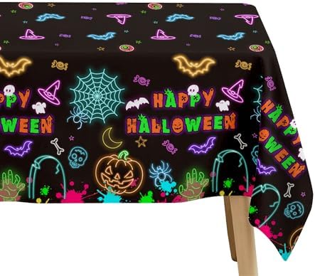 Neon Halloween Party Tablecloths 3 Pack