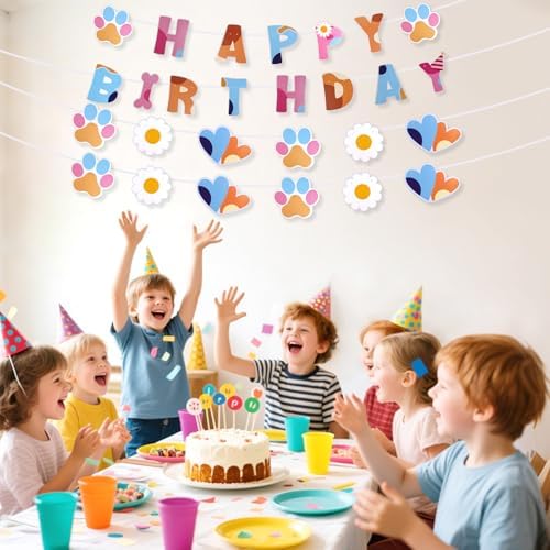 Pink Blue Happy Birthday Banner Pre-Strung Hanging Garland
