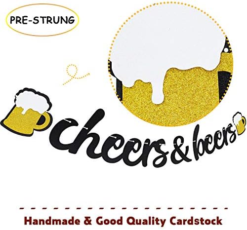 Cheers Beers Black Glitter Circle Dots Garland for Parties