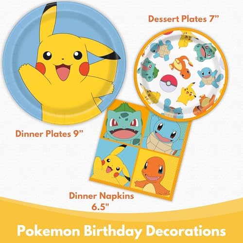 Pokemon Plates and Napkins - 8 Dinner 8 Cake 16 Napkins