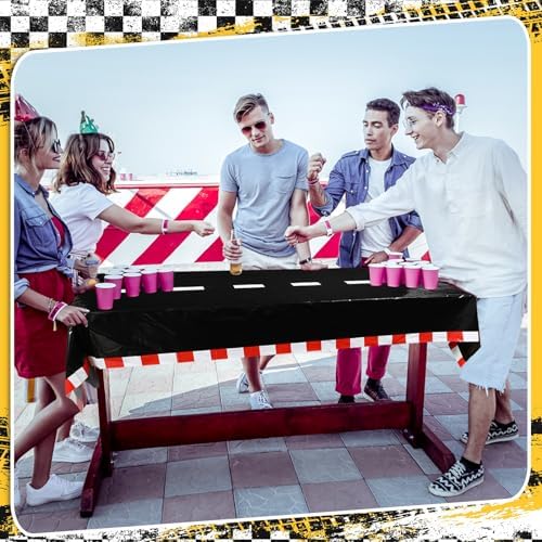 Breling 6 Pack Checkered Car Tablecloth for Birthday Party
