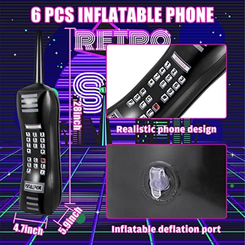 6 Pcs 30 Inch Retro Inflatable Phone Props