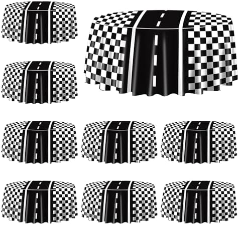 9 Pcs Racing Car Tablecloths for Round Table Party