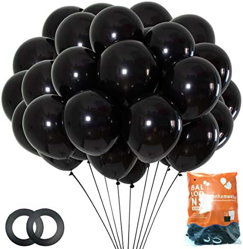 Jonhamwelbor 12 Inch Black Balloons 100 Pack
