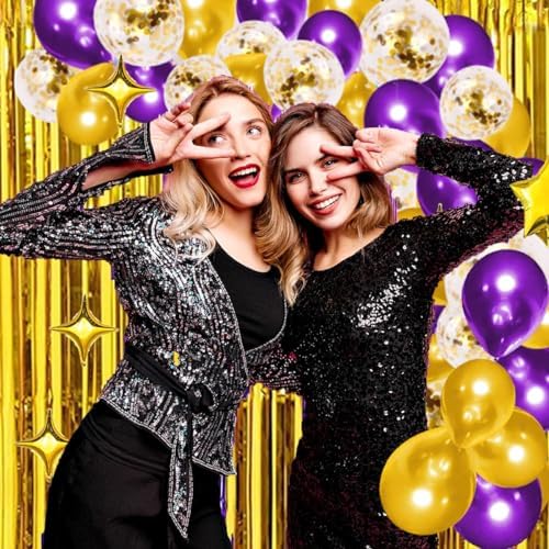 Purple and Gold Balloon Arch Kit 121 PCS Party Decor