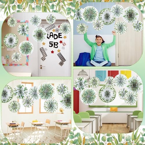 18 Pcs Eucalyptus Paper Fans Classroom Decor Set