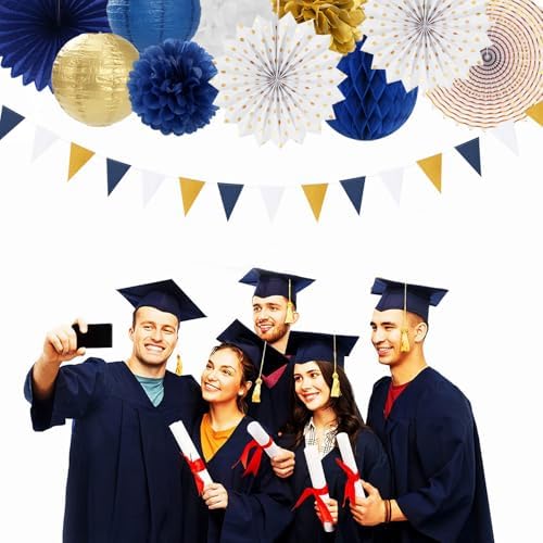 Blue White Gold Party Decorations 20pcs Kit