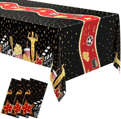 Oudain 6 Pcs Movie Night Tablecloth Set Black