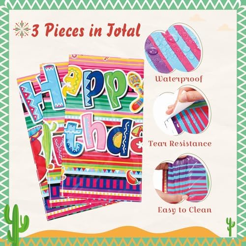 3 Pcs Mexican Fiesta Tablecloths for Party Decorations