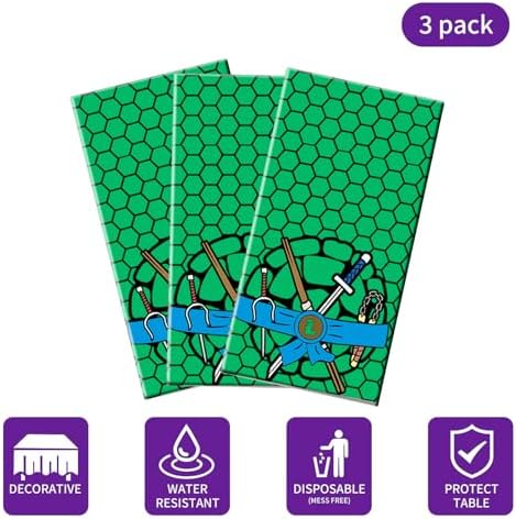 3pcs Turtle Theme Premium Plastic Tablecloth for Kids Birthday Party