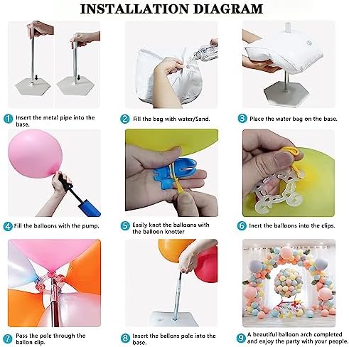 Reusable Balloon Arch Stand Kit 10FT Wide and 9FT Tall