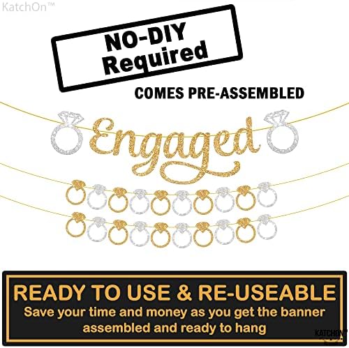 KatchOn Gold and Silver Glitter Engagement Banner - 10 Feet 2 Strings No DIY