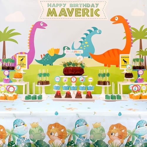 3 Pieces Dinosaur Tablecloth Party Decorations