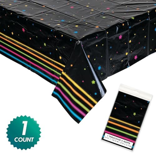 HOME HOOPLA Neon Glow Plastic Table Cover
