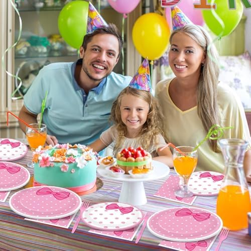 96 Pcs Pink Cat Party Supplies Set for 24 Guests