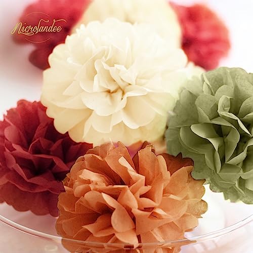 NICROLANDEE Fall Tissue Pom Poms Decorations 12 PCS
