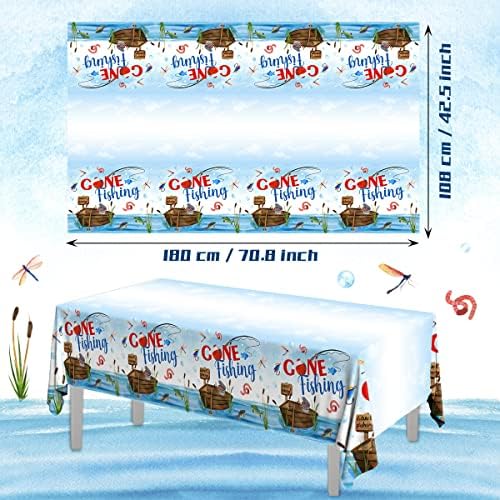 GREHUMOR 3Pcs Gone Fishing Tablecloth for Party Decorations