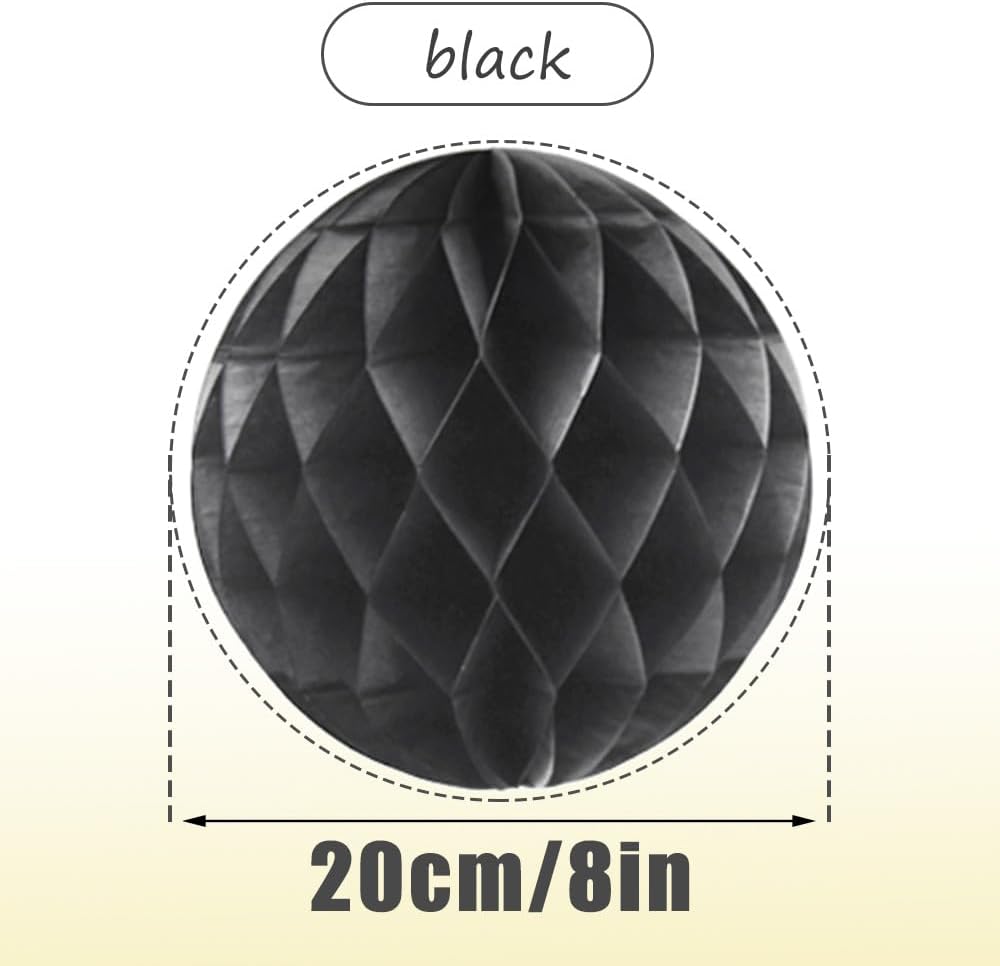 Yosawa 8 Pcs Paper Honeycomb Balls Decorations Black