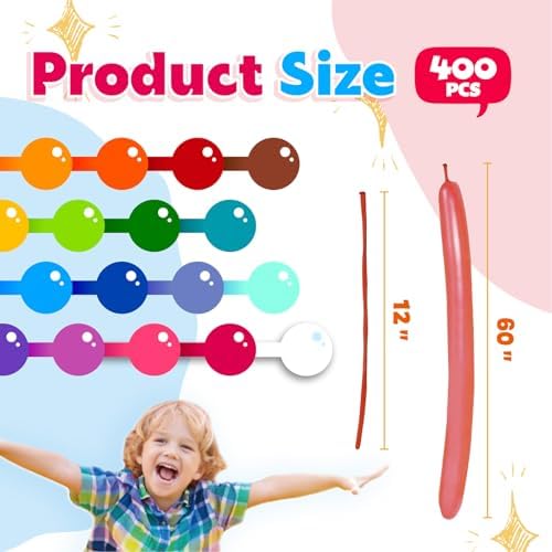Koogel 400PCS Long Balloons for Balloon Animals and Decor
