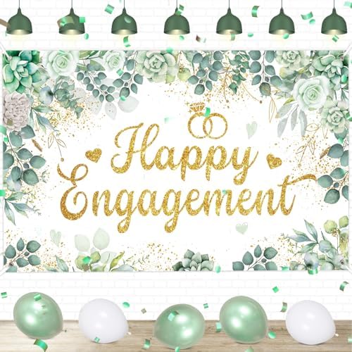 Eucalyptus Engagement Party Banner Green Just Married Decor Kit