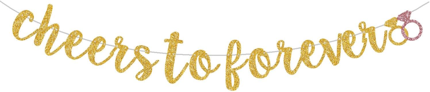 Cheers To Forever Gold Glitter Banner Pre-Strung