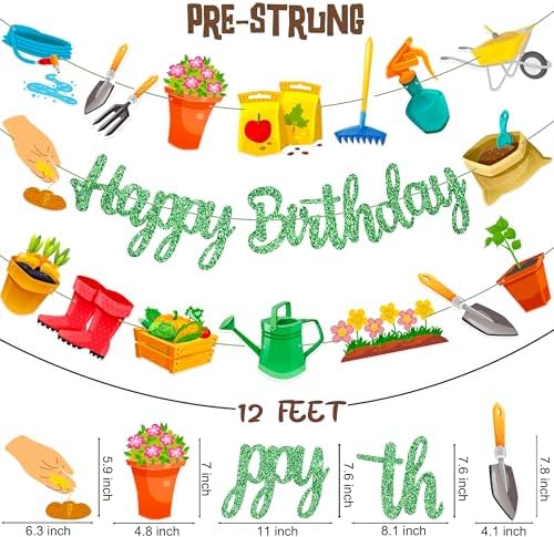 3Pcs Garden Birthday Party Banner Decorations