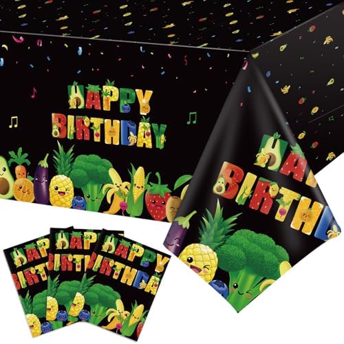 Tiamon 3 Pcs Fruit Tablecloths 54x108 Inch Birthday Party Decorations
