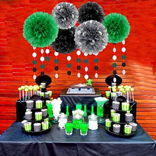 Black Green Silver Football Party Decorations 30pcs