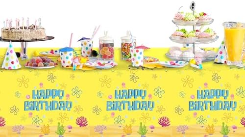 3PCS Yellow Cartoon Party Tablecloth Set for Kids Birthday