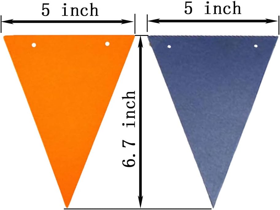 Blue And Orange Double Sided Triangle Pennant Banner Pack of 30