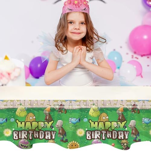 Deenor 2Pcs Plants Zombies Tablecloth for Birthday Party