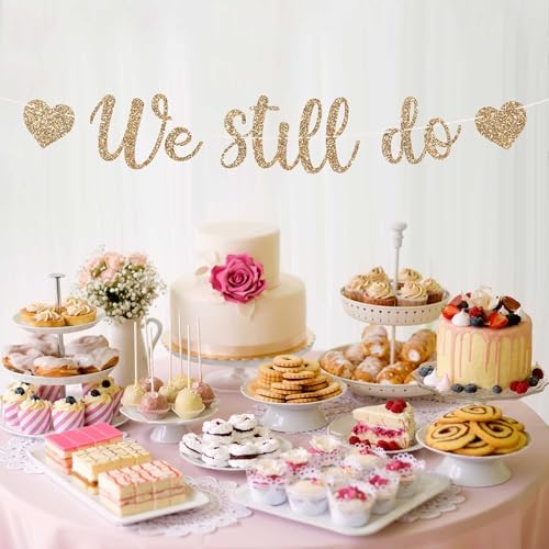 Pre-Strung Gold Glitter Anniversary Banner - No DIY