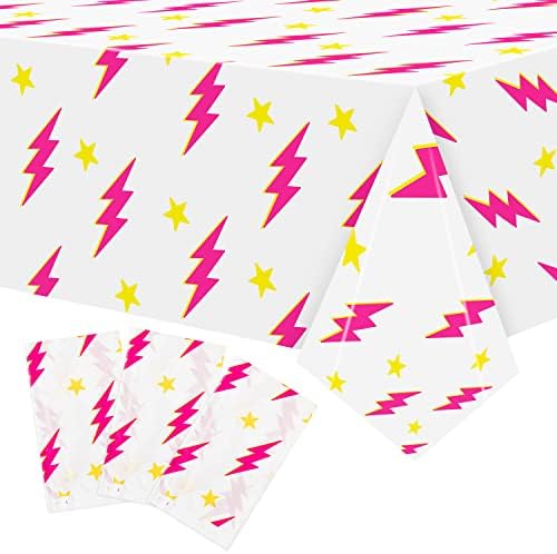 3Pcs Preppy Pink Lightning Bolt Tablecloths for Y2K Parties