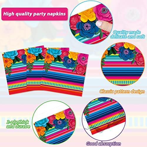 96 Pcs Mexican Fiesta Plates Napkins Party Decor