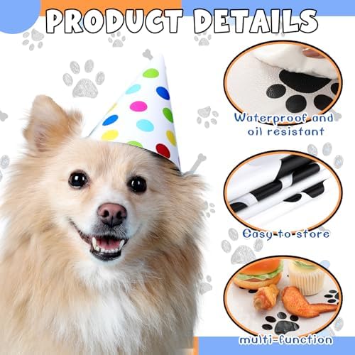 4 Pack Dog Paw Print Tablecloth Dark Blue Red Yellow 54x108 Inches