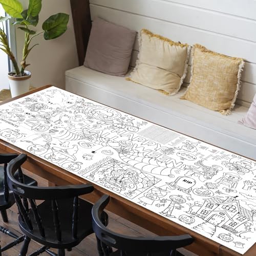 Raissily Halloween Giant Coloring Poster Tablecloth